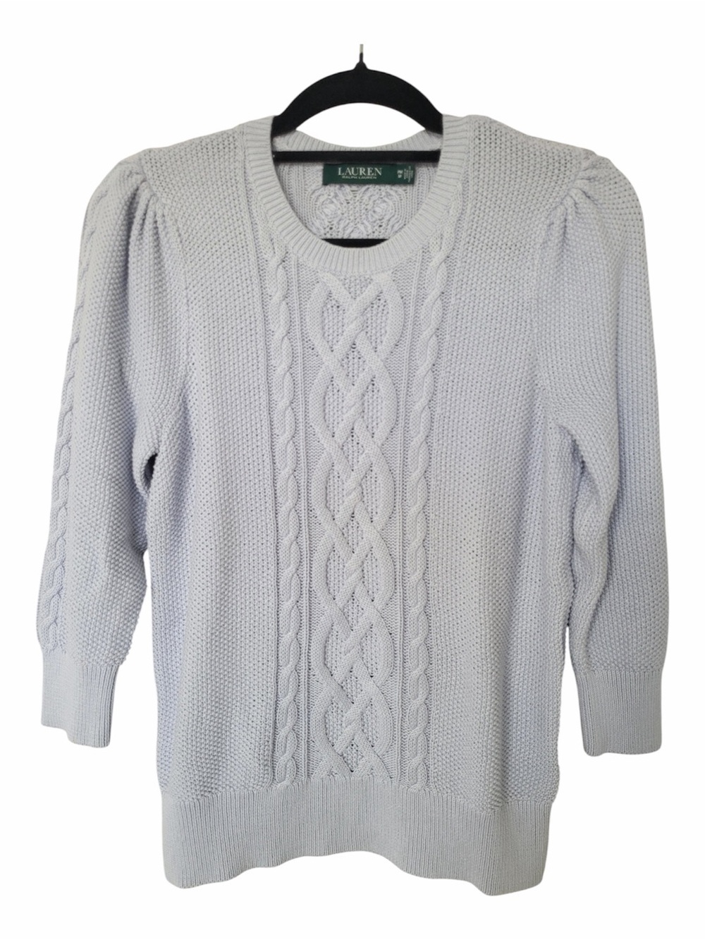 ✅ New without tag Lauren Ralph Lauren Pale Blue Cable Knit Crewneck Sweater MP